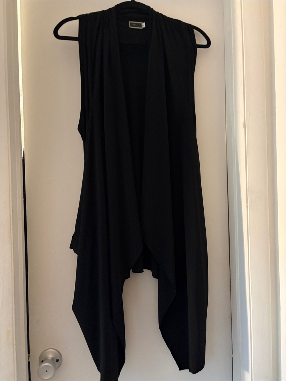 Sympli Black Sleeveless Draped Open-Front Knit Vest